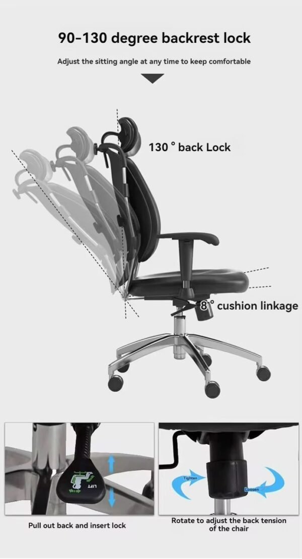 Modern Pure Leather Orthopedic Office Chair